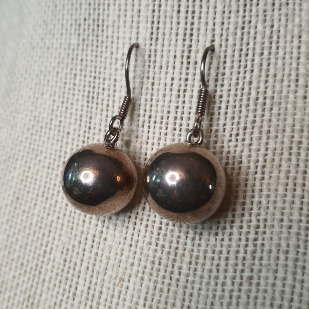 Vintage Sterling Silver Baoding Ball Earrings